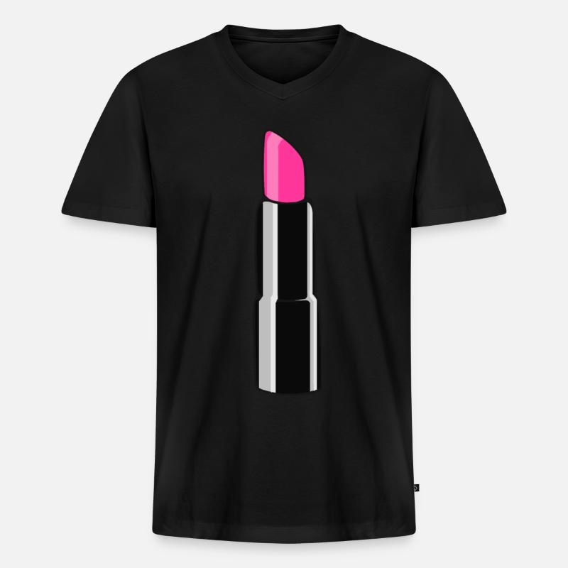 Lippenstift - Männer Premium Bio T-Shirt mit V-Ausschnitt - Schwarz