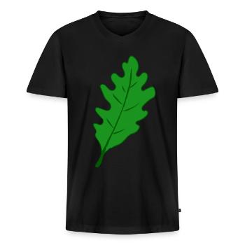 Eiche - Eichenblatt - Männer Premium Bio T-Shirt mit V-Ausschnitt - Schwarz - Vorne - Nico (187cm)