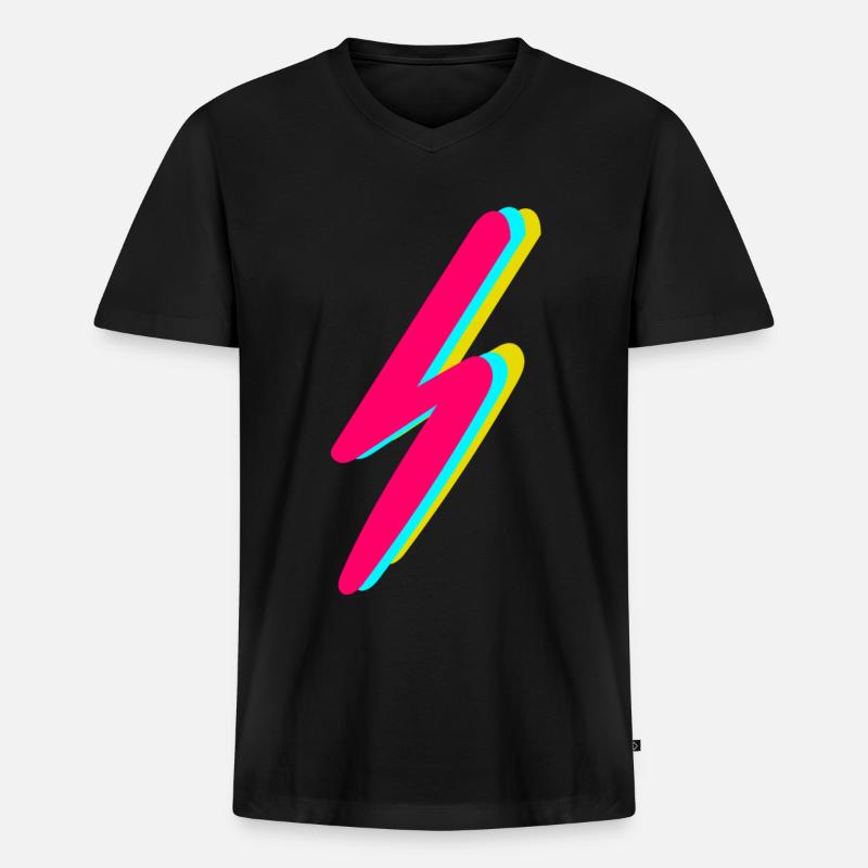 Blitz - Männer Premium Bio T-Shirt mit V-Ausschnitt - Schwarz