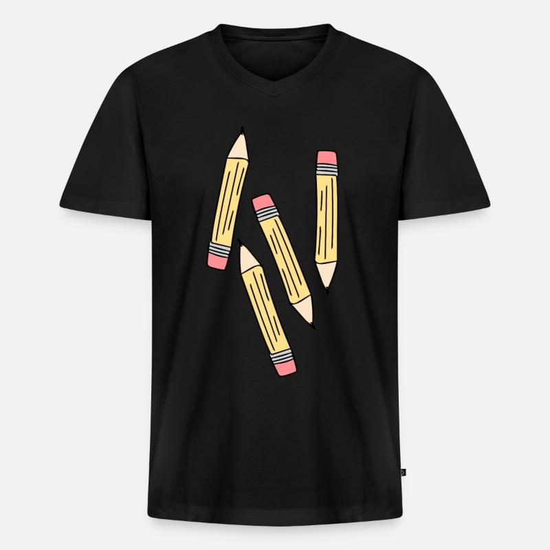 Bleistifte - Männer Premium Bio T-Shirt mit V-Ausschnitt - Schwarz