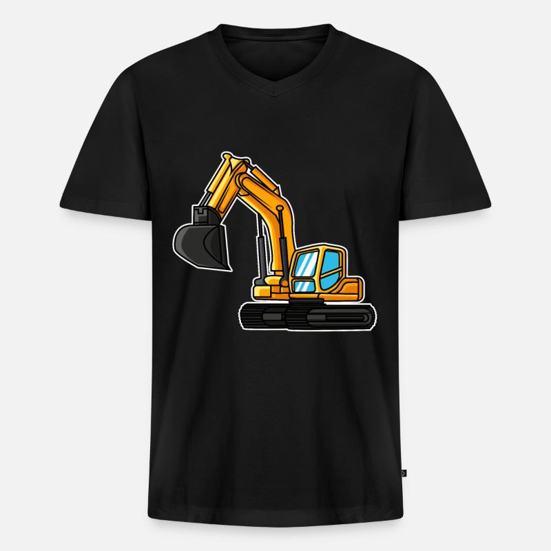 Bagger Geschenkidee Kind Baggerfahrer Baustelle - Männer Premium Bio T-Shirt mit V-Ausschnitt - Schwarz