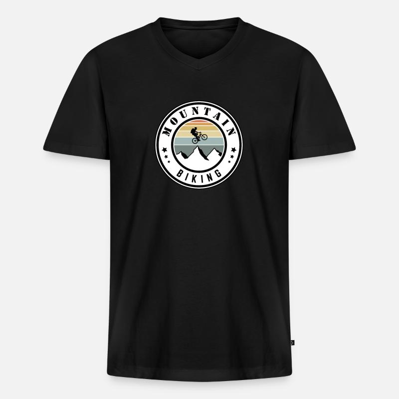 Mountainbiking - Männer Premium Bio T-Shirt mit V-Ausschnitt - Schwarz