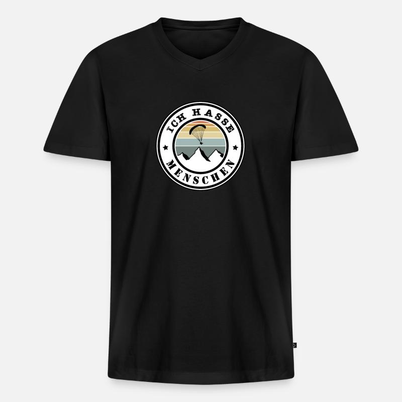 Ich hasse Menschen - Männer Premium Bio T-Shirt mit V-Ausschnitt - Schwarz