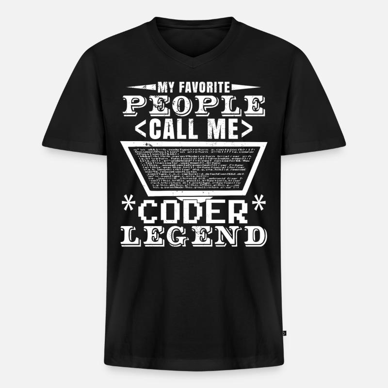 Coder-Legende - Männer Premium Bio T-Shirt mit V-Ausschnitt - Schwarz