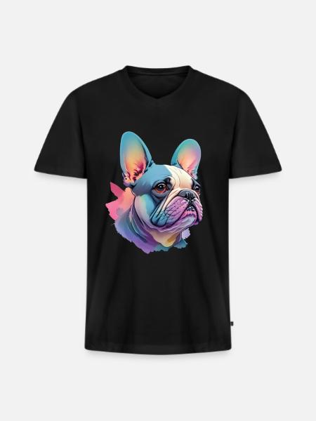 French Bulldog Dog Pet Love - Men's Premium Organic T-shirt with V-neck - black