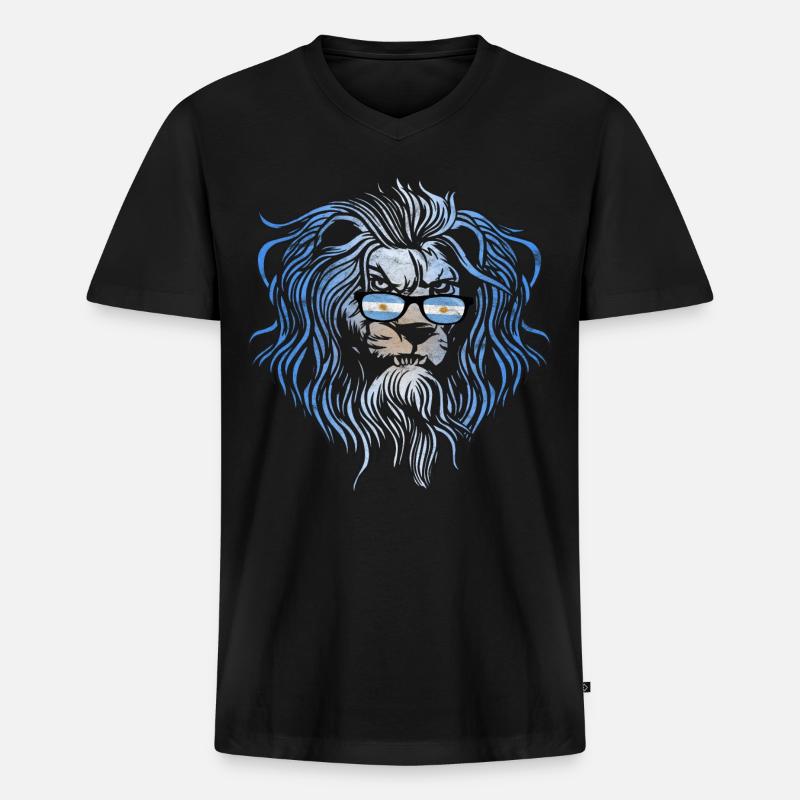Argentinien - Männer Premium Bio T-Shirt mit V-Ausschnitt - Schwarz