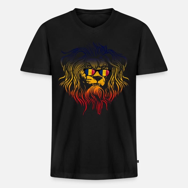 Tschad - Männer Premium Bio T-Shirt mit V-Ausschnitt - Schwarz
