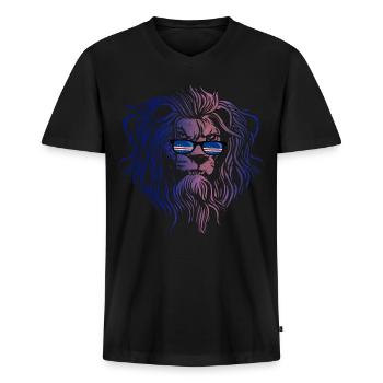 Cap Vert - T-shirt encolure en V Premium bio Homme - noir - Devant - Nico (187cm)