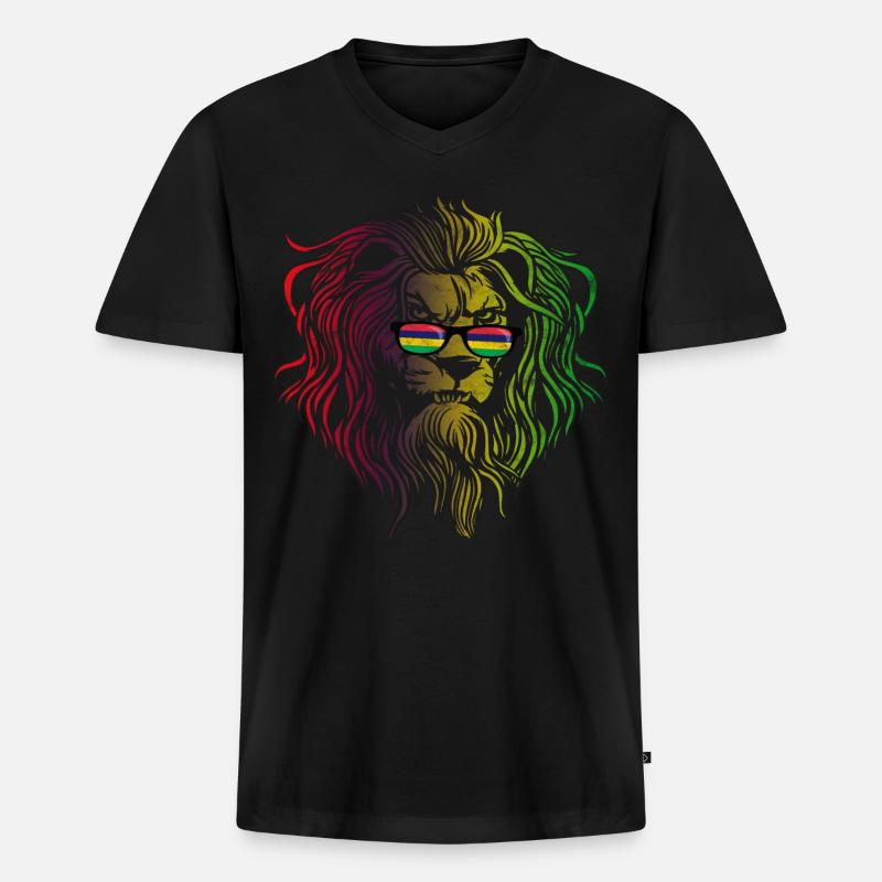 Mauritius - Männer Premium Bio T-Shirt mit V-Ausschnitt - Schwarz