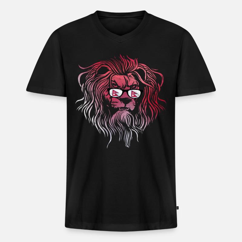 Nepal - Männer Premium Bio T-Shirt mit V-Ausschnitt - Schwarz
