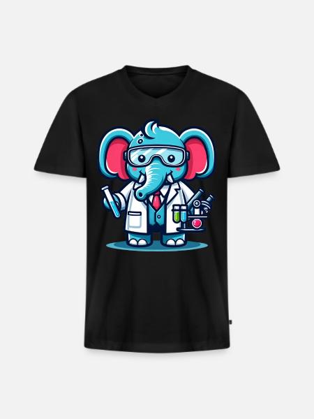 Cute Elephant Scientist - Men's Premium Organic T-shirt with V-neck - black