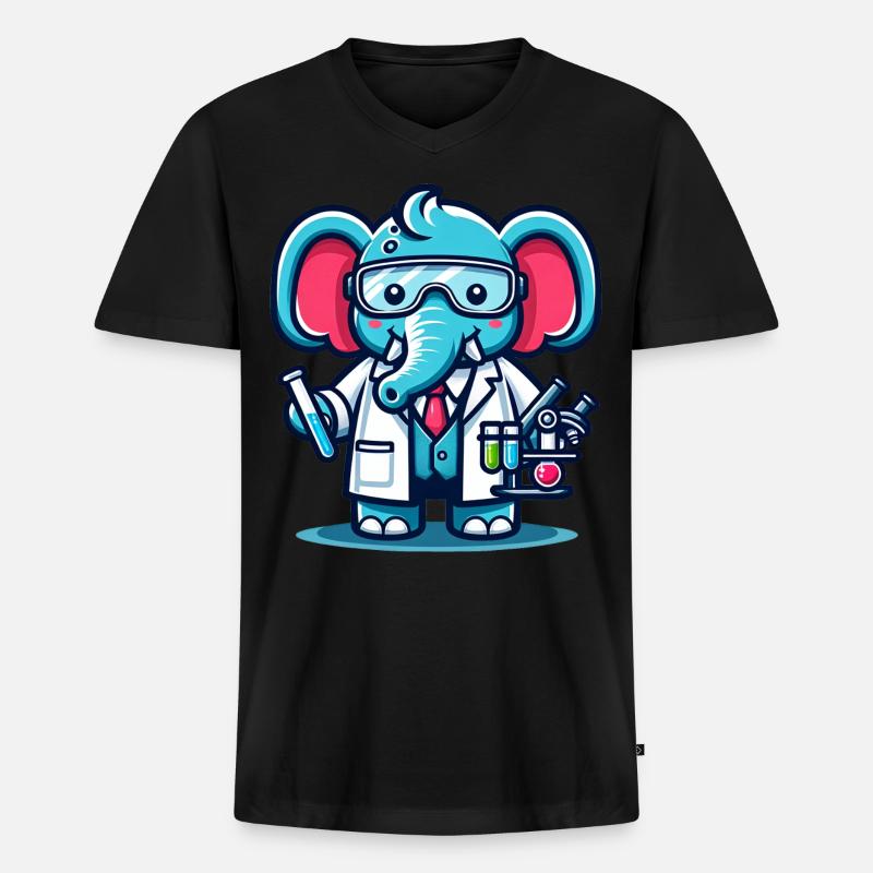 Cute Elephant Scientist - Männer Premium Bio T-Shirt mit V-Ausschnitt - Schwarz
