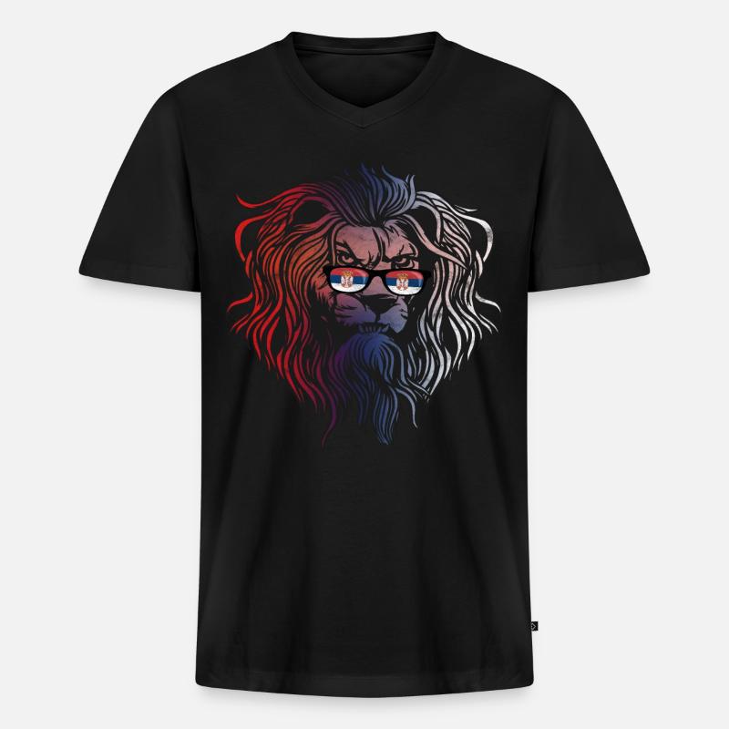 Serbien - Männer Premium Bio T-Shirt mit V-Ausschnitt - Schwarz