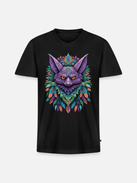 Bat Dream Catcher Mandala Design - Men's Premium Organic T-shirt with V-neck - black