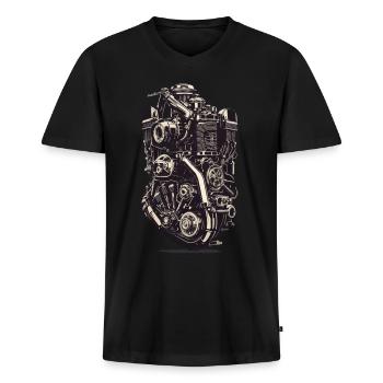 Ingénieur automobile Mécanicien de véhicules à moteur Vintage - T-shirt encolure en V Premium bio Homme - noir - Devant - Nico (187cm)