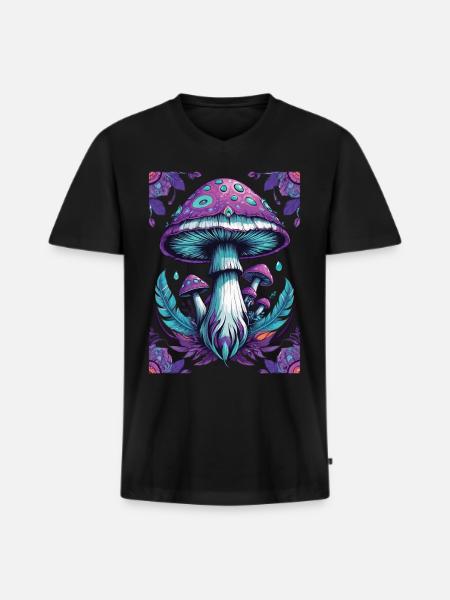 Spiritual Mushroom Mandala Enlightenment - Men's Premium Organic T-shirt with V-neck - black
