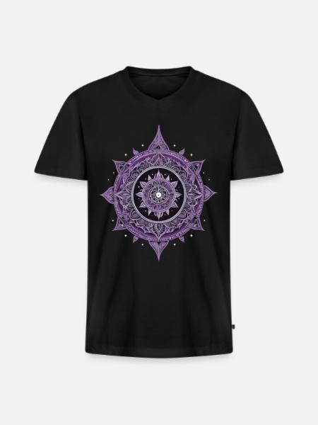 Mandala Design Aesthetic Pattern Spiritual - Men's Premium Organic T-shirt with V-neck - black