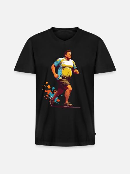 Funny Overweight Runner Fitness - Men's Premium Organic T-shirt with V-neck - black