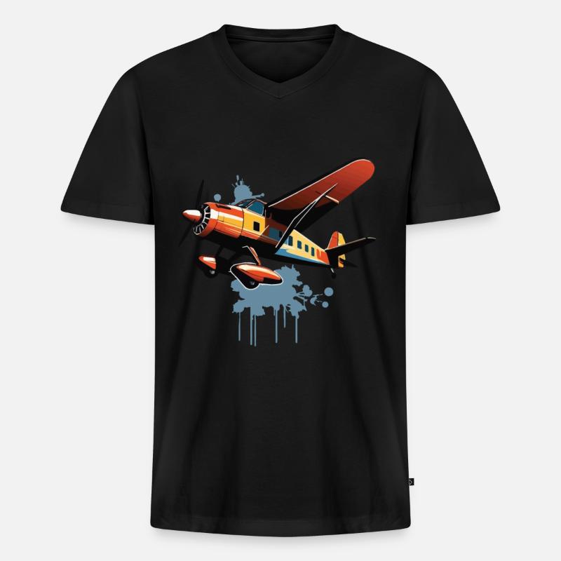 Modellflugzeug Pilot Flugzeug Hobby Design - Männer Premium Bio T-Shirt mit V-Ausschnitt - Schwarz