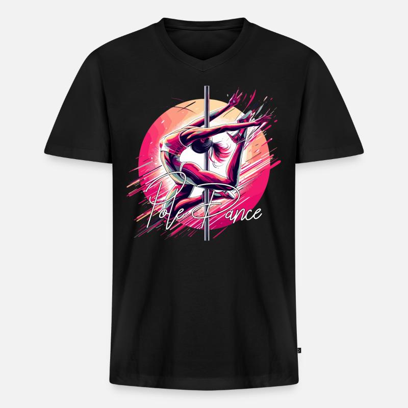 Pole Dance Dynamik pink Geschenk - Männer Premium Bio T-Shirt mit V-Ausschnitt - Schwarz
