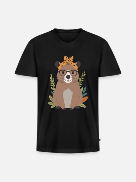 Funny Capymama Capybara Mom - Men's Premium Organic T-shirt with V-neck - black