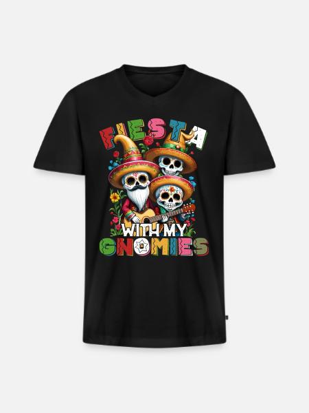 Gnomes Dwarves Fiesta Funny Saying - Men's Premium Organic T-shirt with V-neck - black