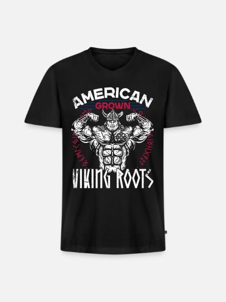 Muscular American Norse Viking - Men's Premium Organic T-shirt with V-neck - black