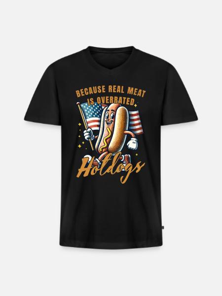 Funny meat pun in - Men's Premium Organic T-shirt with V-neck - black