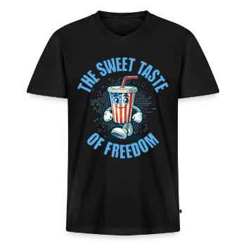 Goût de la liberté Design vintage rétro - T-shirt encolure en V Premium bio Homme - noir - Devant - Nico (187cm)