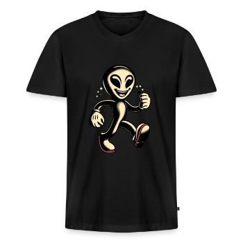 Retro Vintage Alien Halloween Costume Decoration - Men's Premium Organic T-shirt with V-neck - black - Front - Nico (187cm)
