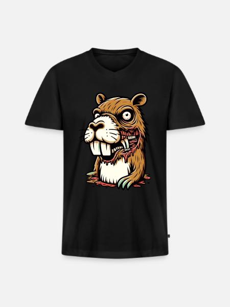 Zombie Capybara Capybara Lover Halloween - Men's Premium Organic T-shirt with V-neck - black