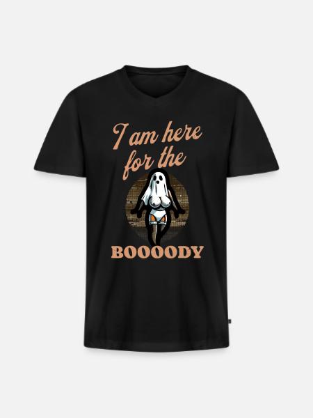 Funny Ghost Saying Halloween Costume - Men's Premium Organic T-shirt with V-neck - black