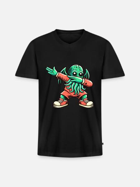 Funny Dabbing Cthulhu Dabbing Design - Men's Premium Organic T-shirt with V-neck - black