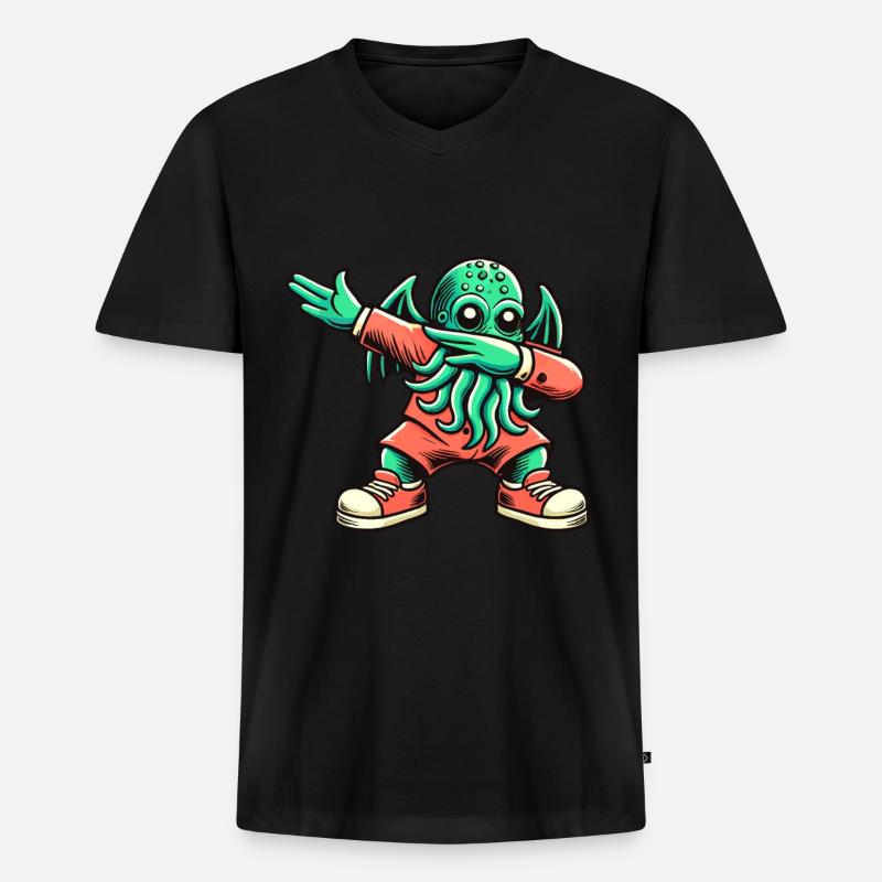 Lustiger Dabbender Cthulhu Dabbing Design - Männer Premium Bio T-Shirt mit V-Ausschnitt - Schwarz