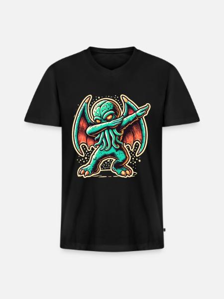 Funny Dabbing Cthulhu Dabbing Design - Men's Premium Organic T-shirt with V-neck - black