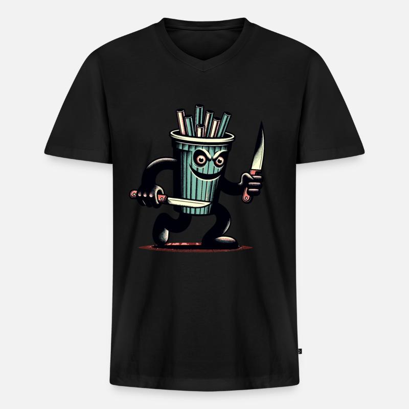 Scary Psycho Drinking Cup Drinks - Men's Premium Organic T-shirt with V-neck - black
