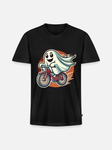 Bicycle Riding Ghost Funny Ghost - Men's Premium Organic T-shirt with V-neck - black