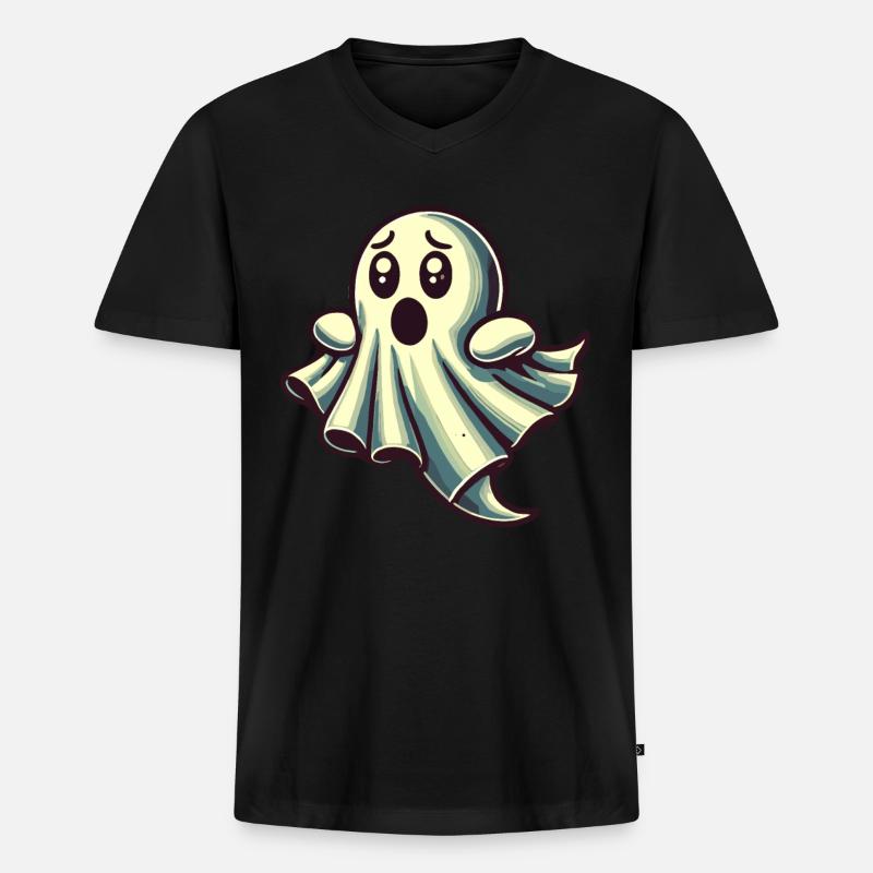 Scared Ghost Funny Ghost Design - Men's Premium Organic T-shirt with V-neck - black