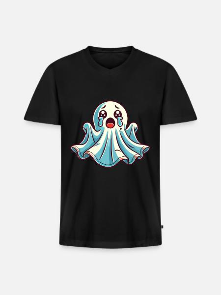 Sad Ghost Cute Weeping Ghosts - Men's Premium Organic T-shirt with V-neck - black