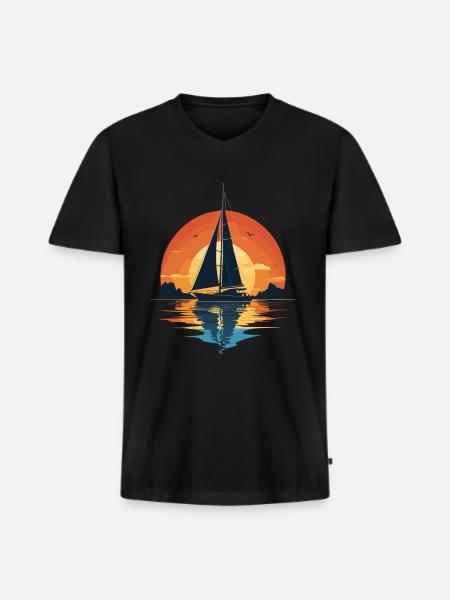 Sunset Sailboat Adventure - Men's Premium Organic T-shirt with V-neck - black