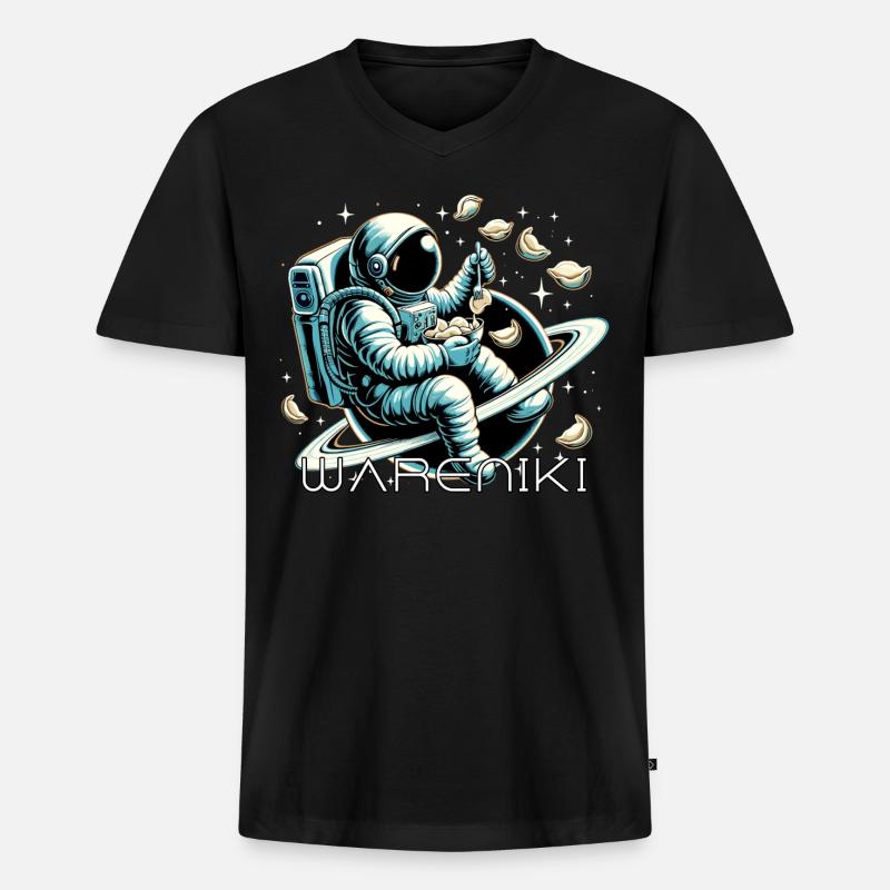 Wareniki Astronaut lecker Geschenk - Männer Premium Bio T-Shirt mit V-Ausschnitt - Schwarz