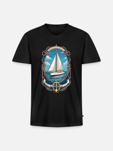 âSailboat adventure on the high seas - Men's Premium Organic T-shirt with V-neck - black