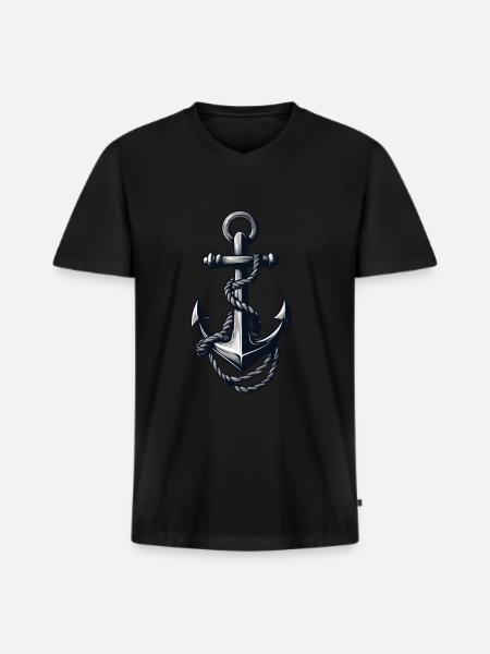 Aesthetic Anchor Design - Men's Premium Organic T-shirt with V-neck - black