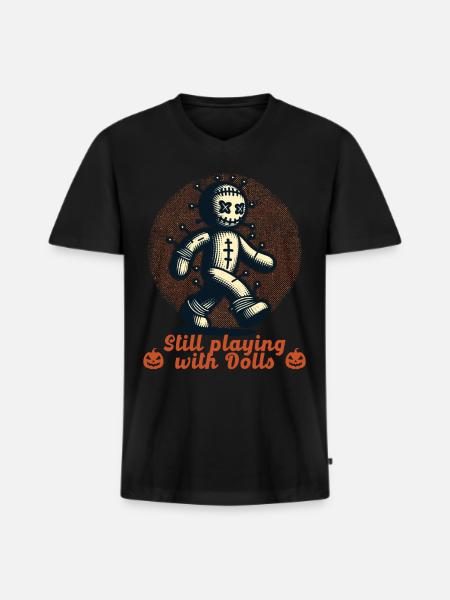 Voodoo Doll Creepy Party Design - Men's Premium Organic T-shirt with V-neck - black