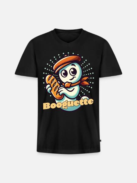 Ghost Baguette Lover Booguette - Men's Premium Organic T-shirt with V-neck - black