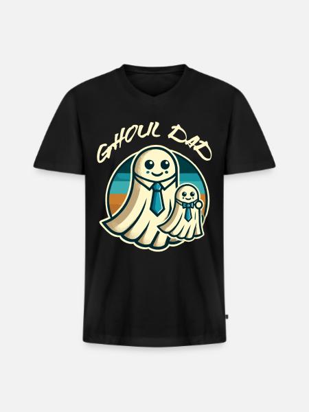 Ghoul Papa Grappige Ghost Gang - Mannen Premium Bio T-shirt met V-hals - zwart