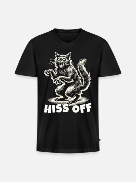 Déclaration effrayante de chat sifflant - T-shirt encolure en V Premium bio Homme - noir