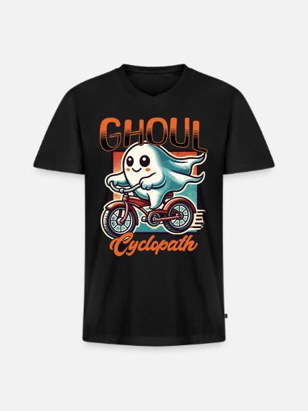 Ghoul Cyclopath Funny Ghost Driver - Men's Premium Organic T-shirt with V-neck - black