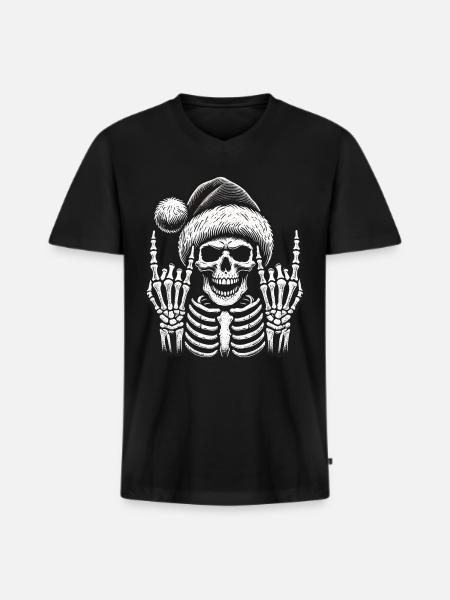 Skeleton Christmas Hat Skirt - Men's Premium Organic T-shirt with V-neck - black