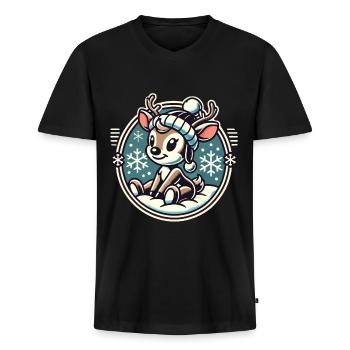 Bezauberndes Vintage Design Weihnachten - Männer Premium Bio T-Shirt mit V-Ausschnitt - Schwarz - Vorne - Nico (187cm)